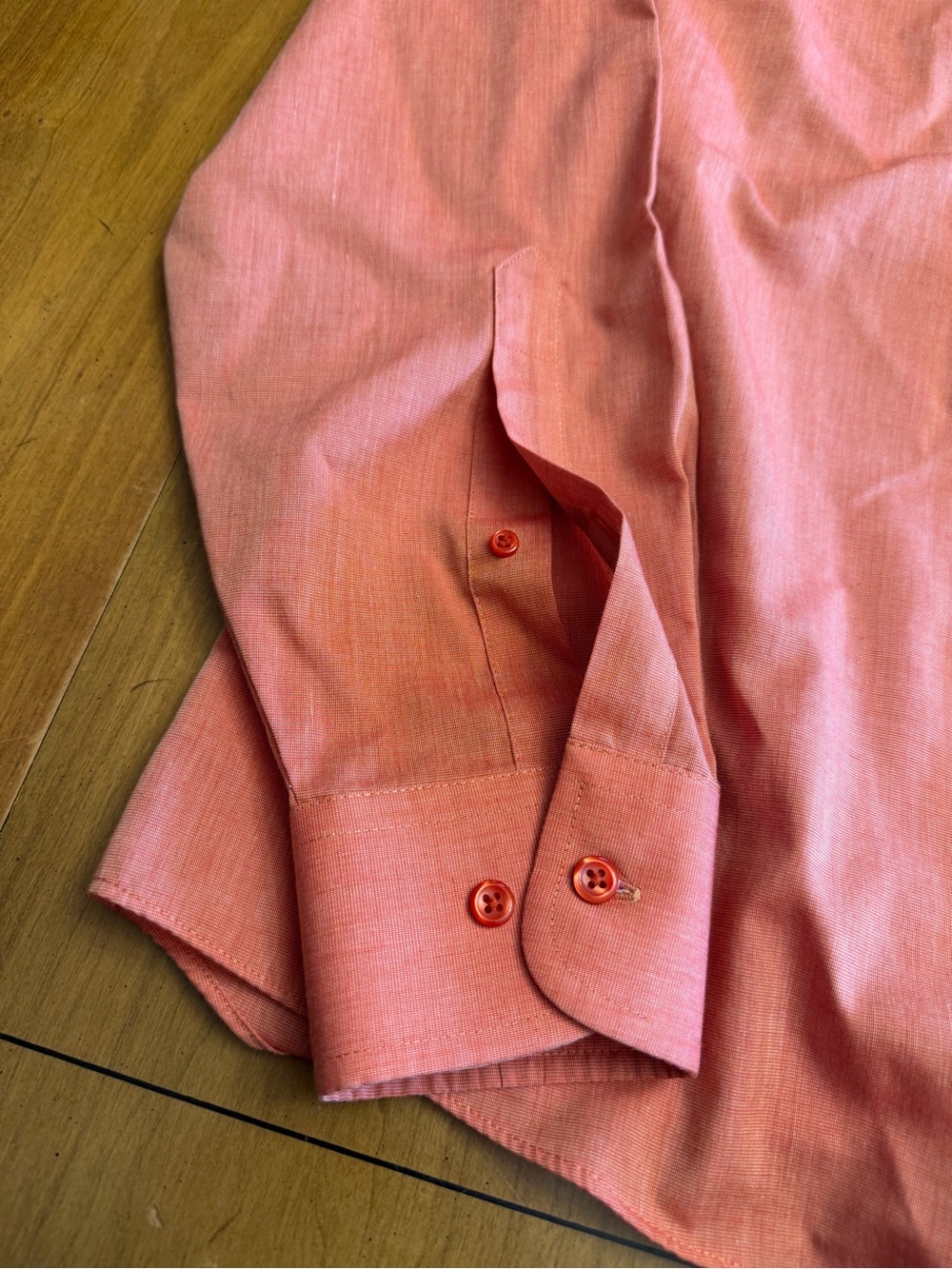 Men's Stafford Coral Button-Up Cotton Blend Shirt | 16 (34-35) - Picture 5 of 8